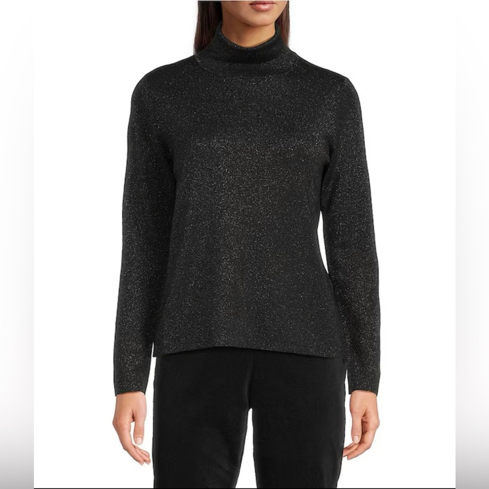 NWT Eileen Fisher
Wool Metallic Lurex Knit Turtleneck Long Sleeve Top